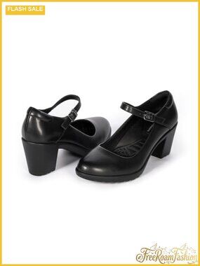 Mary Jane Heels with Arch Support Closed Round Toe Chunky Pumps